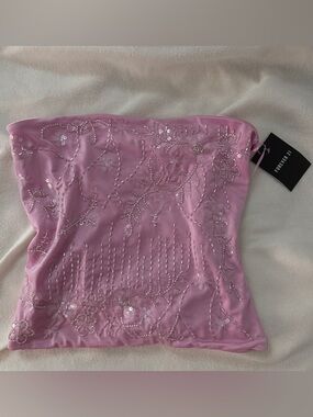 Forever 21 Pink Beaded Strapless Bustier